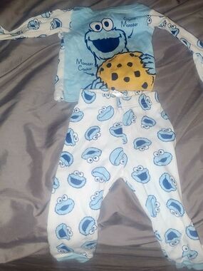 Cookie Monster Blue & White Infant Pajama Set